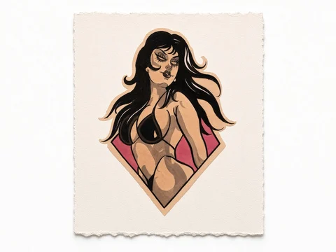 Pin-up portrait - colour - flash CEL-005, Motorink Amsterdam