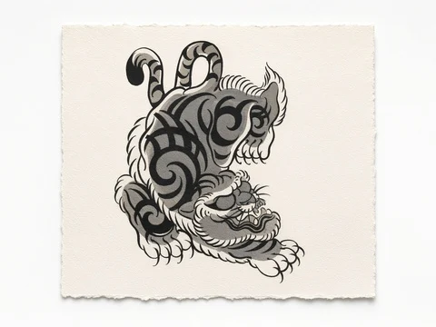 Japanese tiger - black & grey - flash CEL-015, Motorink Amsterdam