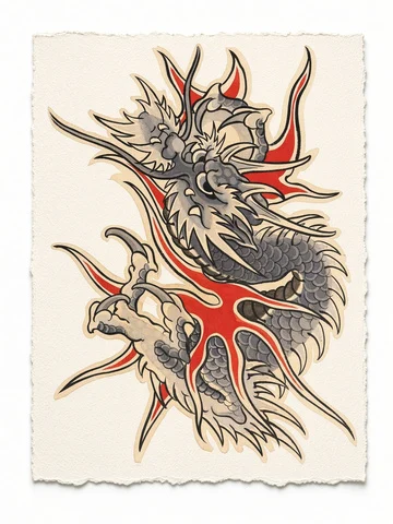 Japanese dragon - flash CEL-014, Motorink Amsterdam