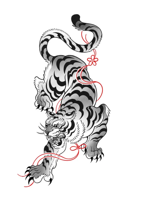 Tiger - black & grey with red - flash SOP-006, Motorink Amsterdam