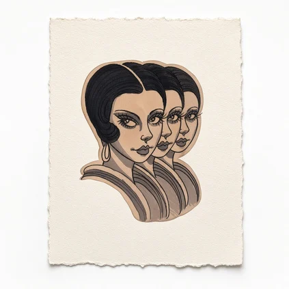 Three-face portrait - flash CEL-003, Motorink Amsterdam