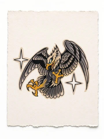 Traditional eagle - colour - flash CEL-008, Motorink Amsterdam