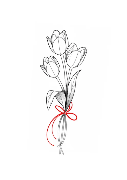Tulips - black & grey with red - flash SOP-007, Motorink Amsterdam
