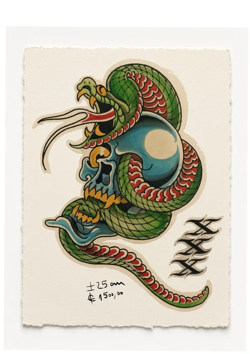Traditional tattoo - colour - flash CEL-017, Motorink Amsterdam