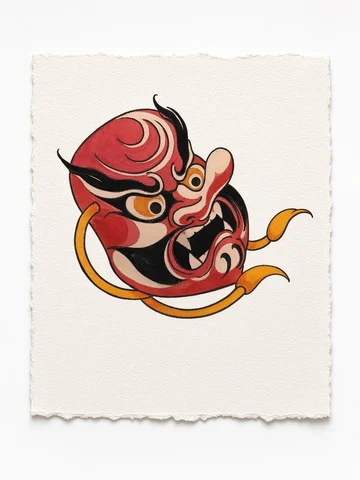 Hannya mask - colour - flash CEL-010, Motorink Amsterdam
