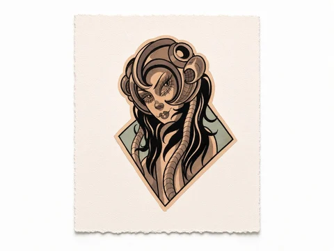 Neotraditional portrait - flash CEL-006, Motorink Amsterdam