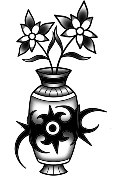 Traditional & Borneo - black & grey - flash DAN-008, Motorink Amsterdam