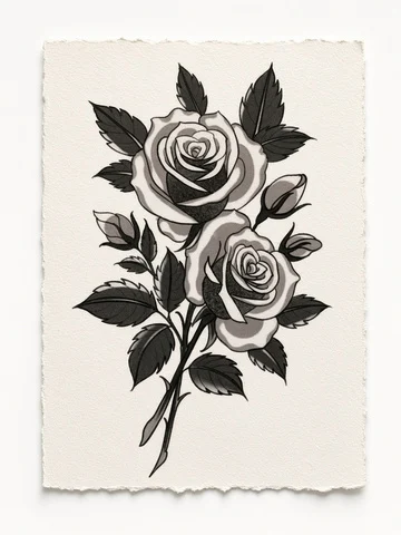 Roses - black & grey - flash CEL-009, Motorink Amsterdam